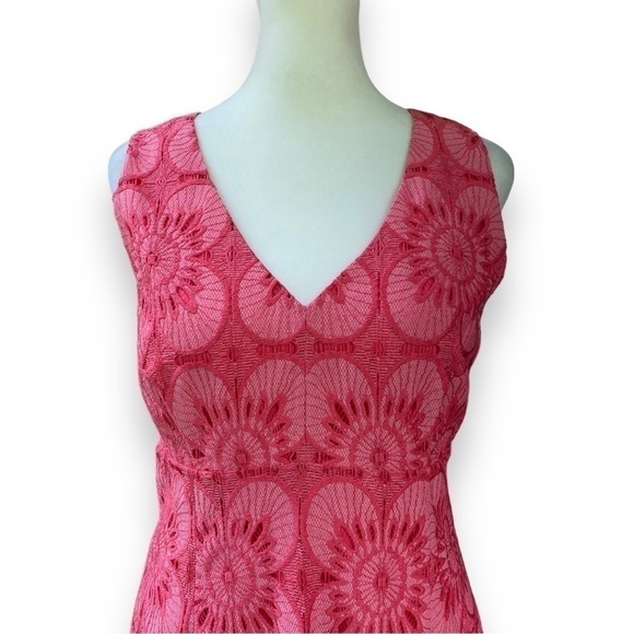 TRINA Turk Carpenteria Floral Lace Ruffle Hem Mini Dress in Peony | Size 8 - Picture 6 of 16